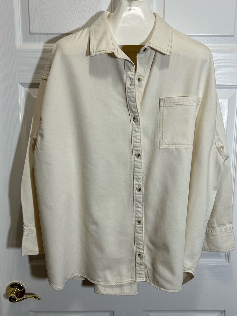 Old Navy Cream Denim Button-Down Shirt